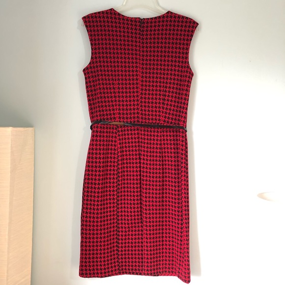 ☎️ Dana Buchman Houndstooth Dress Size 6/8 Medium Red & Black Pattern Soft Comfy - Picture 3 of 8